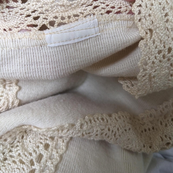 Vintage 70's Crotchet Trim Long Sleeve Blouse - Picture 5 of 5